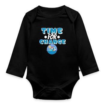 Climate change Climate protection - Organic Longsleeve Baby Bodysuit - black - Front