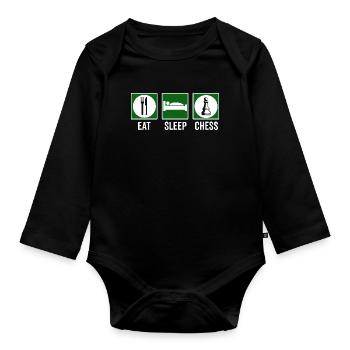 Eat Sleep Chess Chess Quote - Organic Longsleeve Baby Bodysuit - black - Front