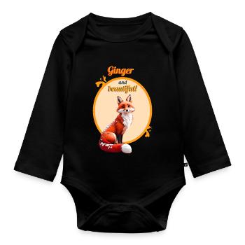 Ce beau renard roux - Body Bébé bio manches longues - noir - Devant