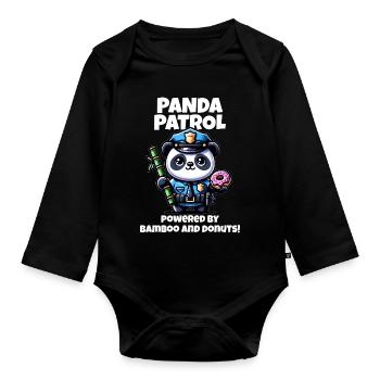 Polizei Panda - Baby Bio-Langarm-Body - Schwarz - Vorne