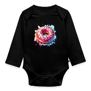 Doughnut - Organic Longsleeve Baby Bodysuit - black - Front