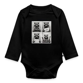 Raton laveur – La vie à la poubelle La meilleure vie - Body Bébé bio manches longues - noir - Devant
