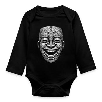 Maske - Baby Bio-Langarm-Body - Schwarz - Vorne