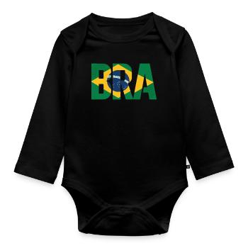 Brazil - Organic Longsleeve Baby Bodysuit - black - Front