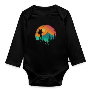 Randonnée Montagne Nature - Body Bébé bio manches longues - noir - Devant