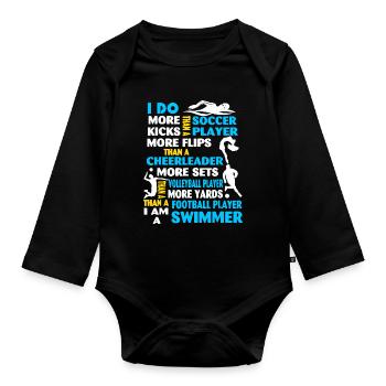 Swimming Shirt - Organic Longsleeve Baby Bodysuit - black - Front