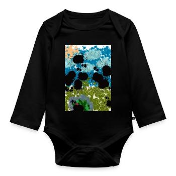 Abstrakter Teich - Baby Bio-Langarm-Body - Schwarz - Vorne