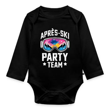 Apres Ski Party Team Skiing Funny Wintersport - Baby Bio-Langarm-Body - Schwarz - Vorne