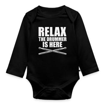 Batteur - Body Bébé bio manches longues - noir - Devant