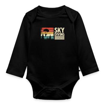 Skydiving Vintage Retro Sunset - Organic Longsleeve Baby Bodysuit - black - Front