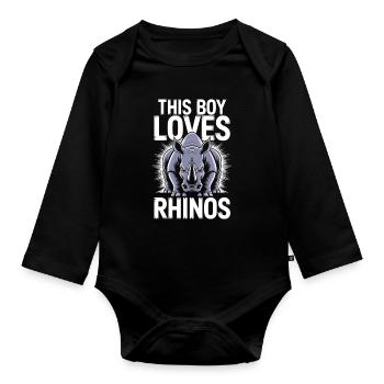 Rhino Saying Rhinos Funny Rhino Gift - Organic Longsleeve Baby Bodysuit - black - Front
