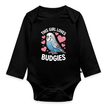 Perruche disant drôle de perruche cadeau - Body Bébé bio manches longues - noir - Devant