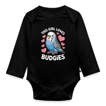 Perruche disant drôle de perruche cadeau - Body Bébé bio manches longues - noir - Devant