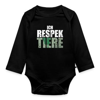 Ich Respektiere Tiere Tierschutz Huhn Vegan - Baby Bio-Langarm-Body - Schwarz - Vorne