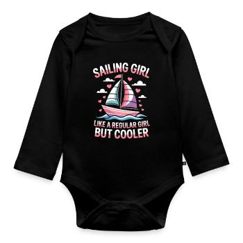 Voile Dire Fille Marin Voile Cadeau - Body Bébé bio manches longues - noir - Devant