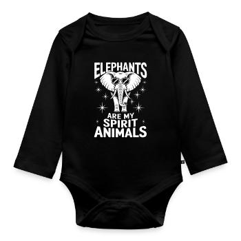 Elephant Saying Africa Funny Elephant Gift - Organic Longsleeve Baby Bodysuit - black - Front