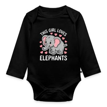 Elephant Saying Africa Funny Elephant Gift - Organic Longsleeve Baby Bodysuit - black - Front