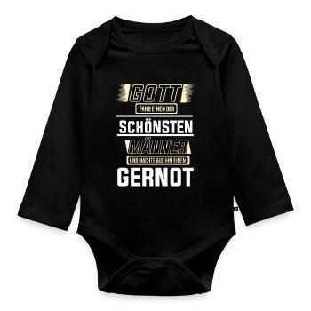 Gernot der schönste Mann von Gott geformt Design - Baby Bio-Langarm-Body - Schwarz - Vorne