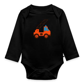Feuerwehr Leiterwagen - Baby Bio-Langarm-Body - Schwarz - Vorne