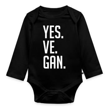 oui, végétalien! - Body Bébé bio manches longues - noir - Devant