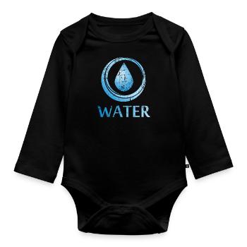 Quatre éléments d'eau - Body Bébé bio manches longues - noir - Devant