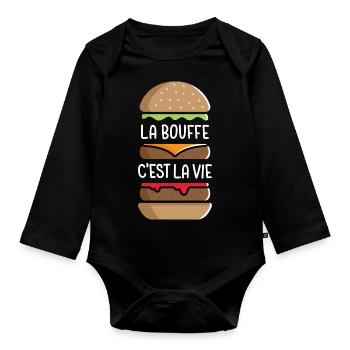 La Bouffe c'est la Vie - Body Bébé bio manches longues - noir - Devant