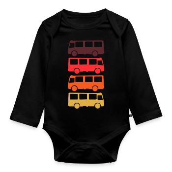 Bus Transporter Retro - Organic Longsleeve Baby Bodysuit - black - Front