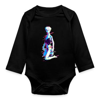 Ms. Alien 80s Retro Violet - Organic Longsleeve Baby Bodysuit - black - Front