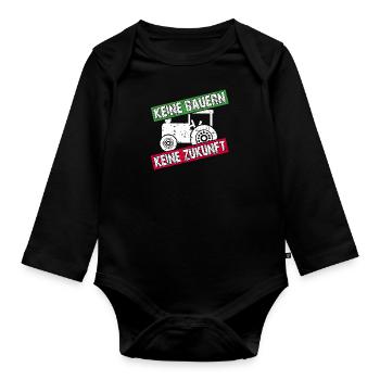 Keine Bauern keine Zukunft | nicht ohne Bauern - Baby Bio-Langarm-Body - Schwarz - Vorne