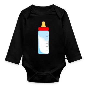 Baby Bottle Comic - Organic Longsleeve Baby Bodysuit - black - Front