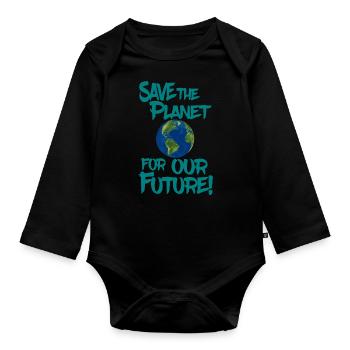 Save the planet for our future! - Baby Bio-Langarm-Body - Schwarz - Vorne