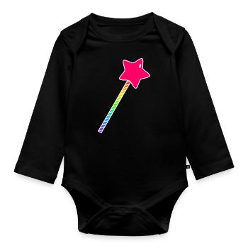 cute, colorful wand - Organic Longsleeve Baby Bodysuit - black - Front