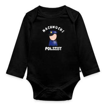 Nachwuchs Polizist - Baby Bio-Langarm-Body - Schwarz - Vorne