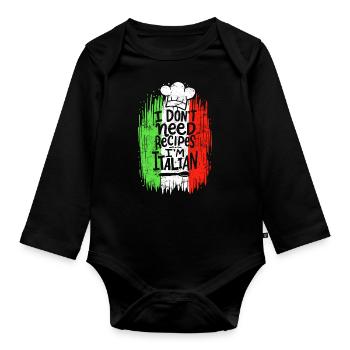 Je n’ai pas besoin de recettes Je suis chef cuisinier italien Cuisinier Cuisinier - Body Bébé bio manches longues - noir - Devant