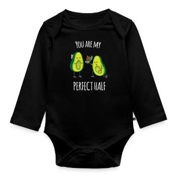Tu es ma moitié parfaite - j'aime l'avocat - Body Bébé bio manches longues - noir - Devant