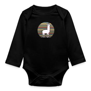 Lama - Baby Bio-Langarm-Body - Schwarz - Vorne