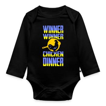 Winer Winer Chicken Dinner T-Shirt - Baby Bio-Langarm-Body - Schwarz - Vorne
