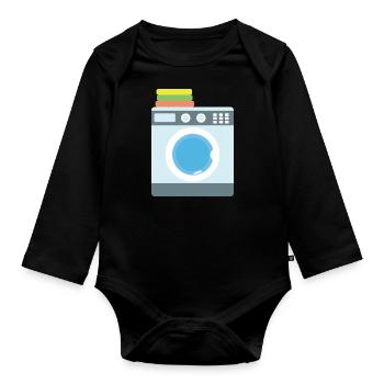 Waschmaschine - Baby Bio-Langarm-Body - Schwarz - Vorne