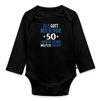 50th birthday - Organic Longsleeve Baby Bodysuit - black - Front
