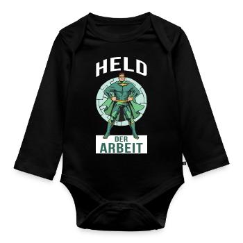 Super-héros de héros de travail - Body Bébé bio manches longues - noir - Devant