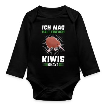 Kiwi Vogel Schnepfenstrauß Kiwis Neuseeland lustig - Baby Bio-Langarm-Body - Schwarz - Vorne
