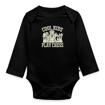 Cool kids play chess - Baby Bio-Langarm-Body - Schwarz - Vorne