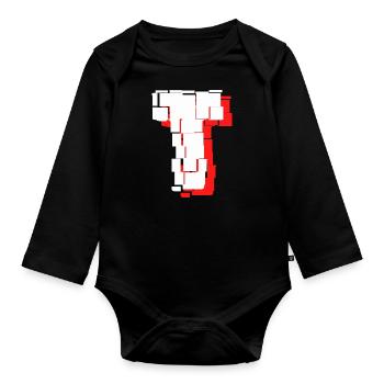 kacheln weiss rot t - Baby Bio-Langarm-Body - Schwarz - Vorne