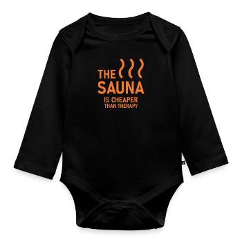 The Sauna Geschenk Saunahaus Banja Spa Hamam - Baby Bio-Langarm-Body - Schwarz - Vorne