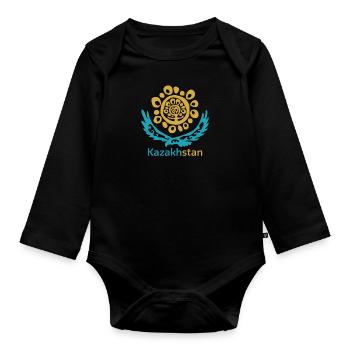 Kazakhstan Gift Republic of Kazakh Kazakh - Organic Longsleeve Baby Bodysuit - black - Front