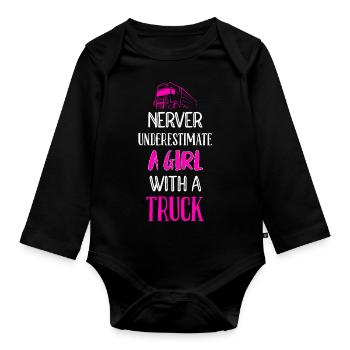 Conductrice de camion routier - Body Bébé bio manches longues - noir - Devant