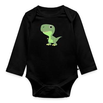 petit dinosaure Dino Bébé Dinobaby Bébé dino - Body Bébé bio manches longues - noir - Devant