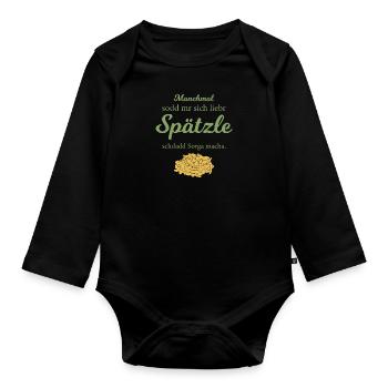 Spätzle Schwaben Schwobe Schwabenland Geschenk - Baby Bio-Langarm-Body - Schwarz - Vorne