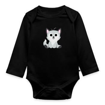 Wolf Husky Puppy Wolf Young Wolf Baby Baby Wolf - Organic Longsleeve Baby Bodysuit - black - Front