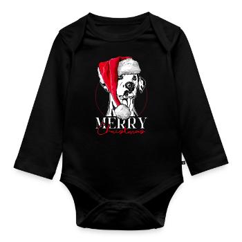 Santa DALMATIAN Merry Christmas Dogs Wilsigns - Organic Longsleeve Baby Bodysuit - black - Front